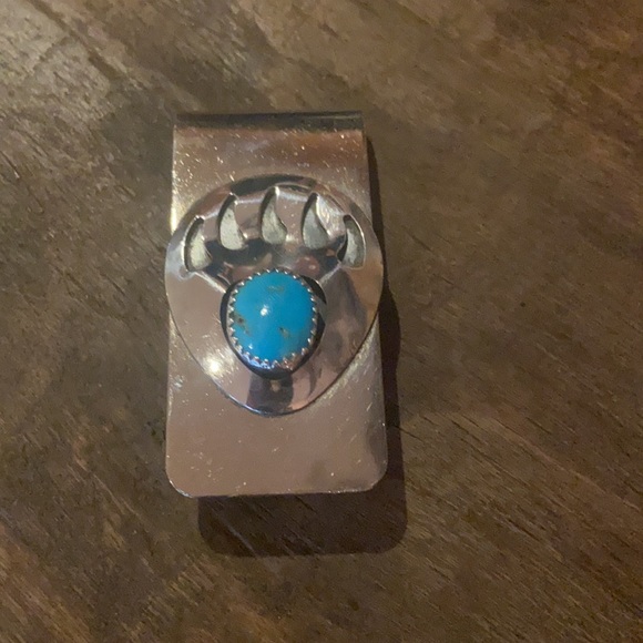 Navajo Other - Sterling Silver ‘Bear Claw’ Turquoise Money Clip